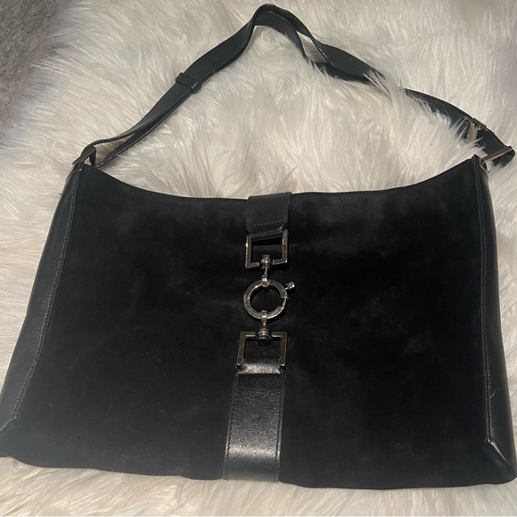 🔥Authentic Gucci Black on black shoulder bag suede and leather 001 4052 - Picture 2 of 16